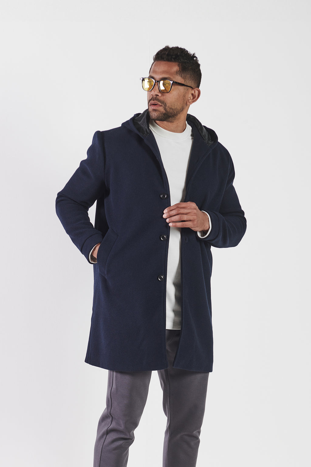 HOODED WOOL COAT