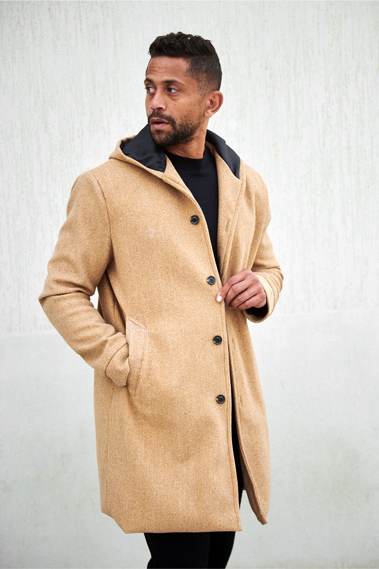 HOODED WOOL COAT