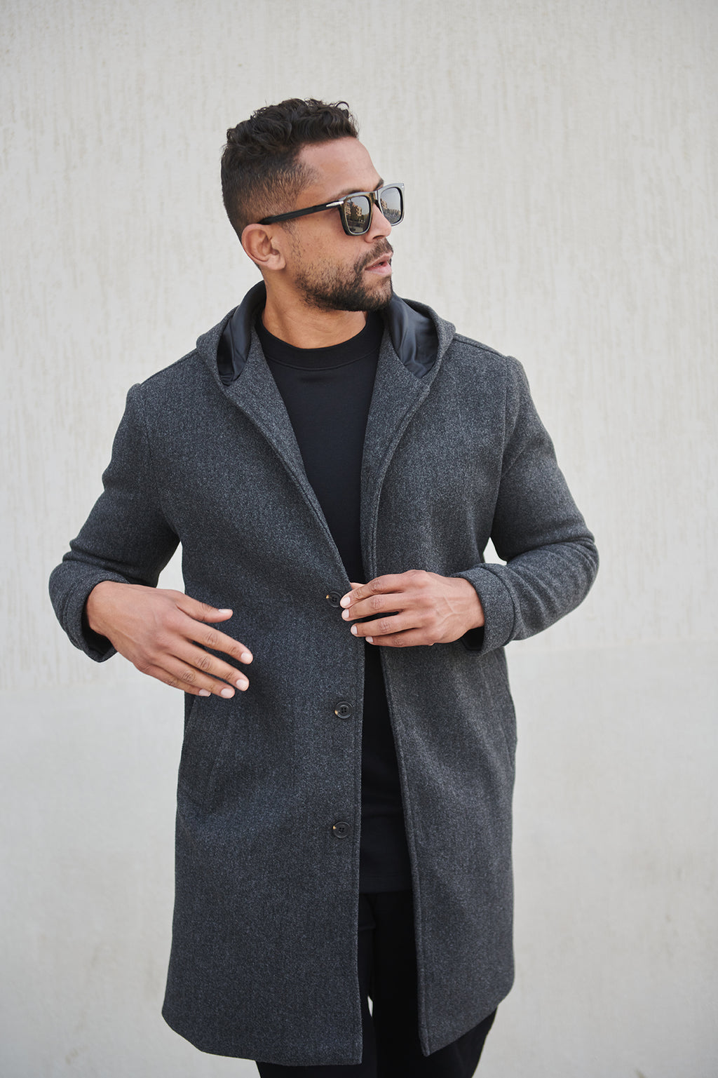HOODED WOOL COAT
