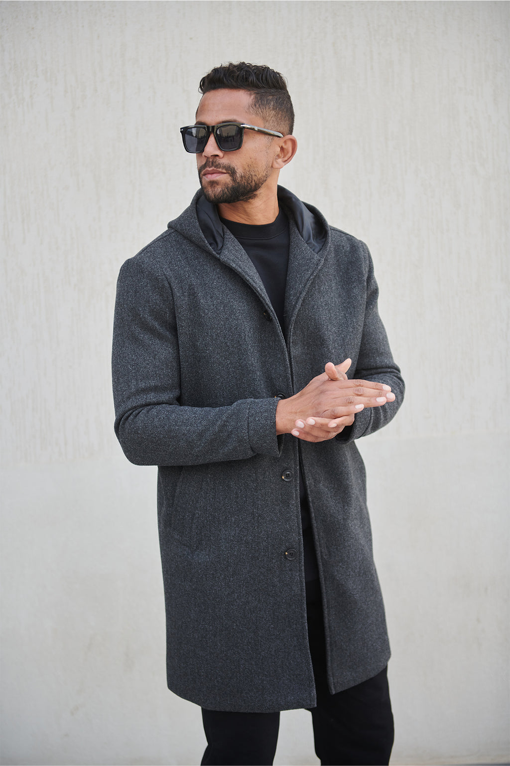 HOODED WOOL COAT