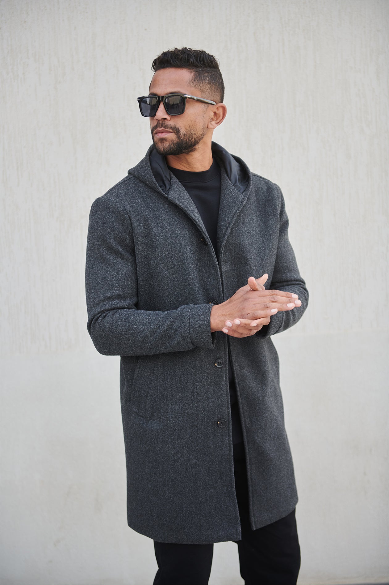 HOODED WOOL COAT