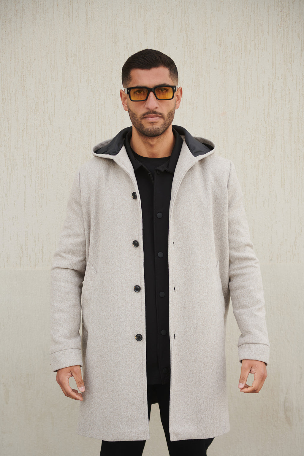 HOODED WOOL COAT