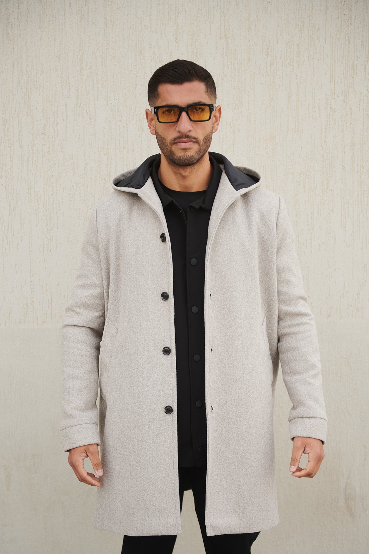 HOODED WOOL COAT